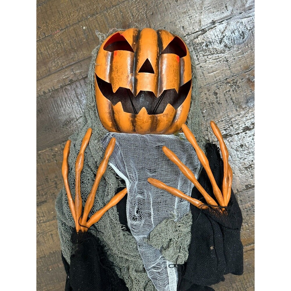 Huntington Home Halloween 4 Ft Lighted Pumpkin Jack-o'-Lantern Reaper Decor NOB
